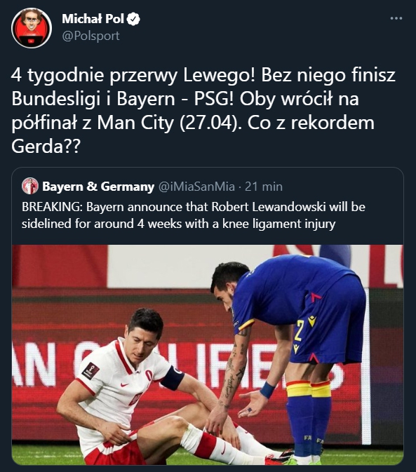 OFICJALNIE! Lewandowski wypada z gry na dłużej!